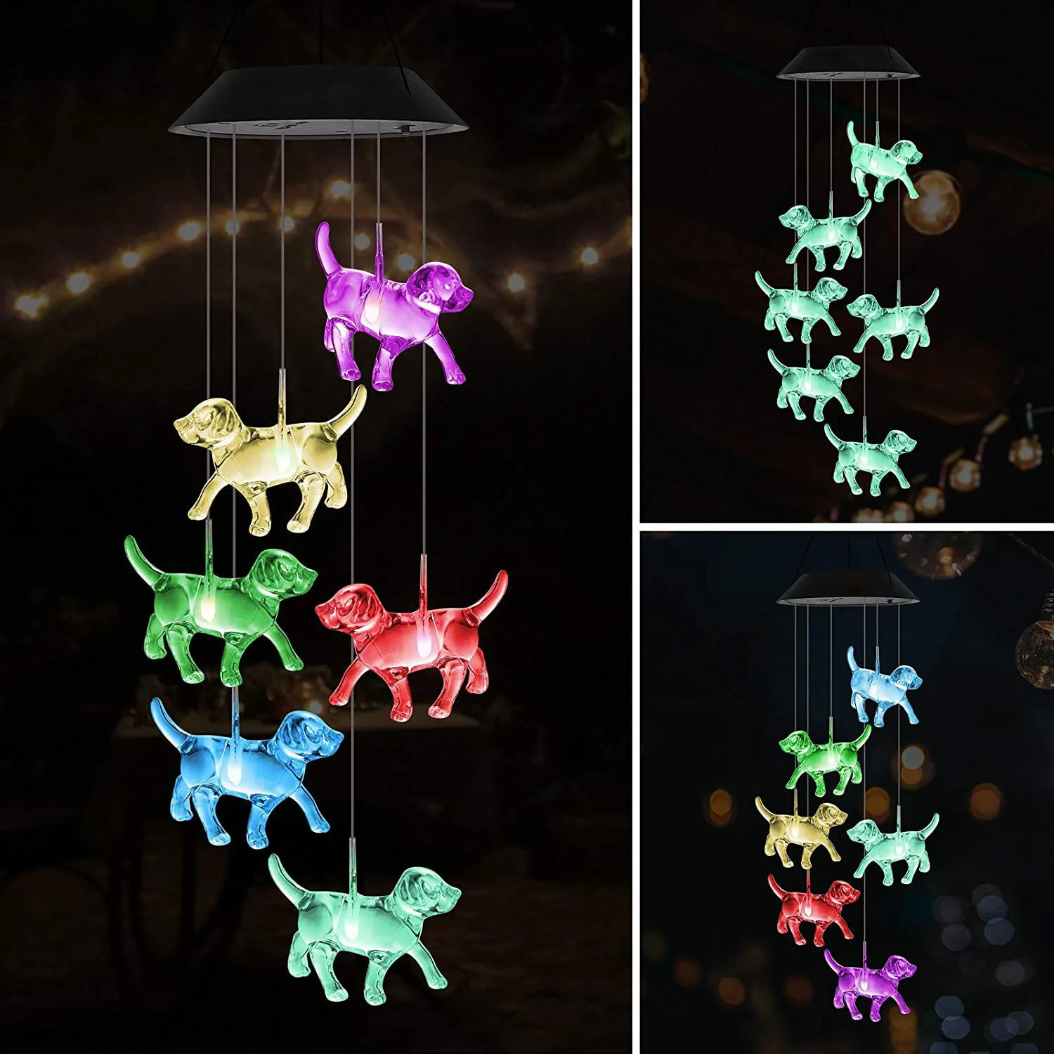 

Wind Chime Solar Puppy Wind Chime Dog Outdoor Indoor Color Changing Light S Hook For Bedroom Patio Deck Yard Garden Home Decor