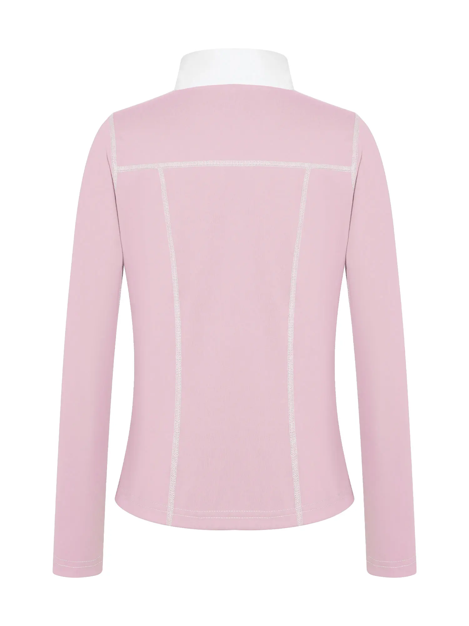 Kids Girls Long Sleeve Equestrian Show Shirt Contrasting Stand Collar Horse Riding T-shirt Quick-dry Athletic Sweatshirt