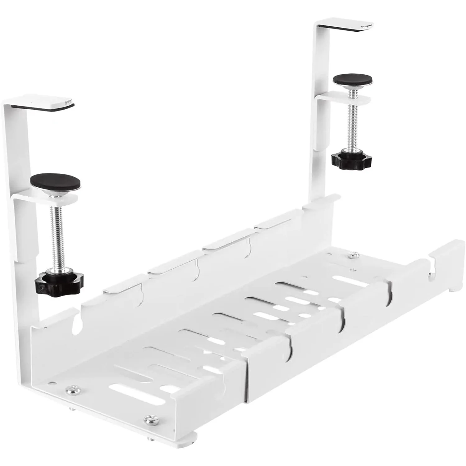 

Cable Organizer No Drilling Extendable Under Desk Cable Management Metal Cable Tray Clamp Retractable Power Strip Cord Holder