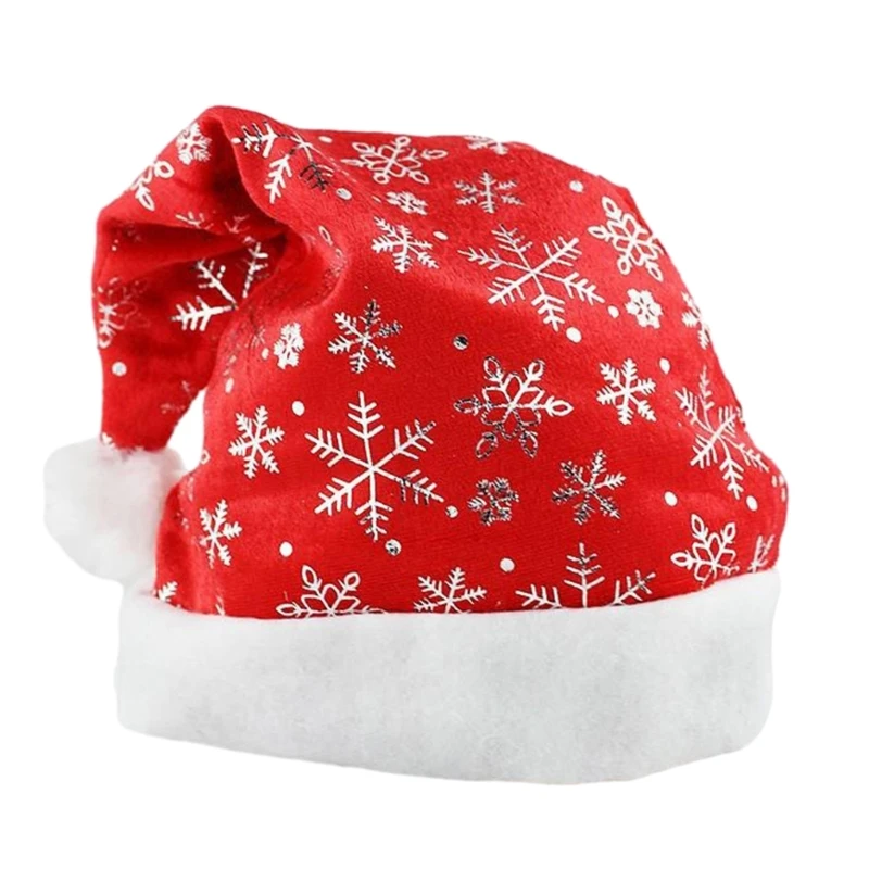 GJ Carnival Gild Snowflake Pattern Santa Beanie Red Color Adult Warm Christmas Hat for Adult Teens Unisex Christmas Gift