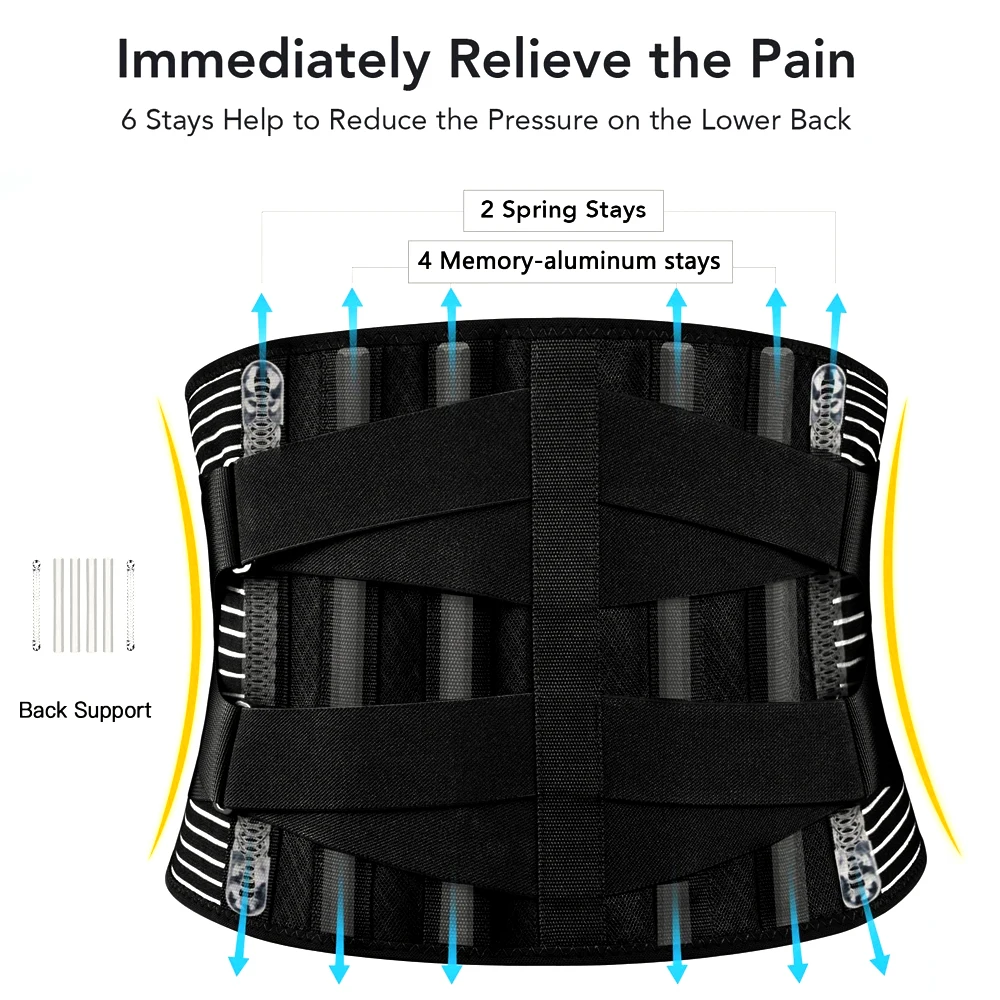 Back Braces for Lower Back Pain Relief with 6 Stays Breathable Support Belt for Men/Women work lumbar support belt lumbar support belt back brace waist support belt back support belt weightlifting belt