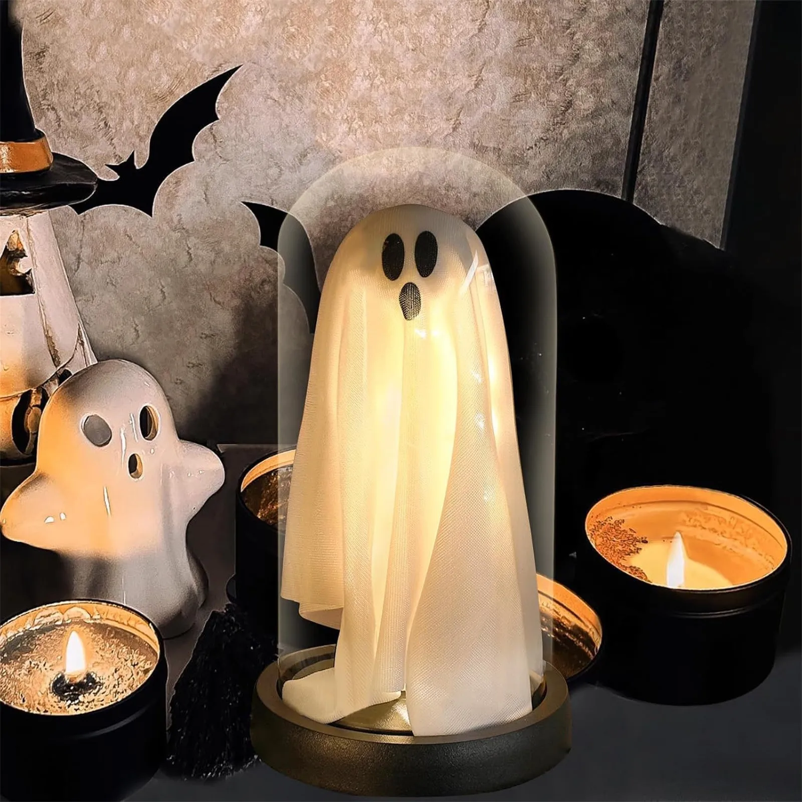 LED Glow Ghost Decorations Party Halloween Decoration for Home Indoor Outdoor Haunted House Bar Horror Props with Lights
