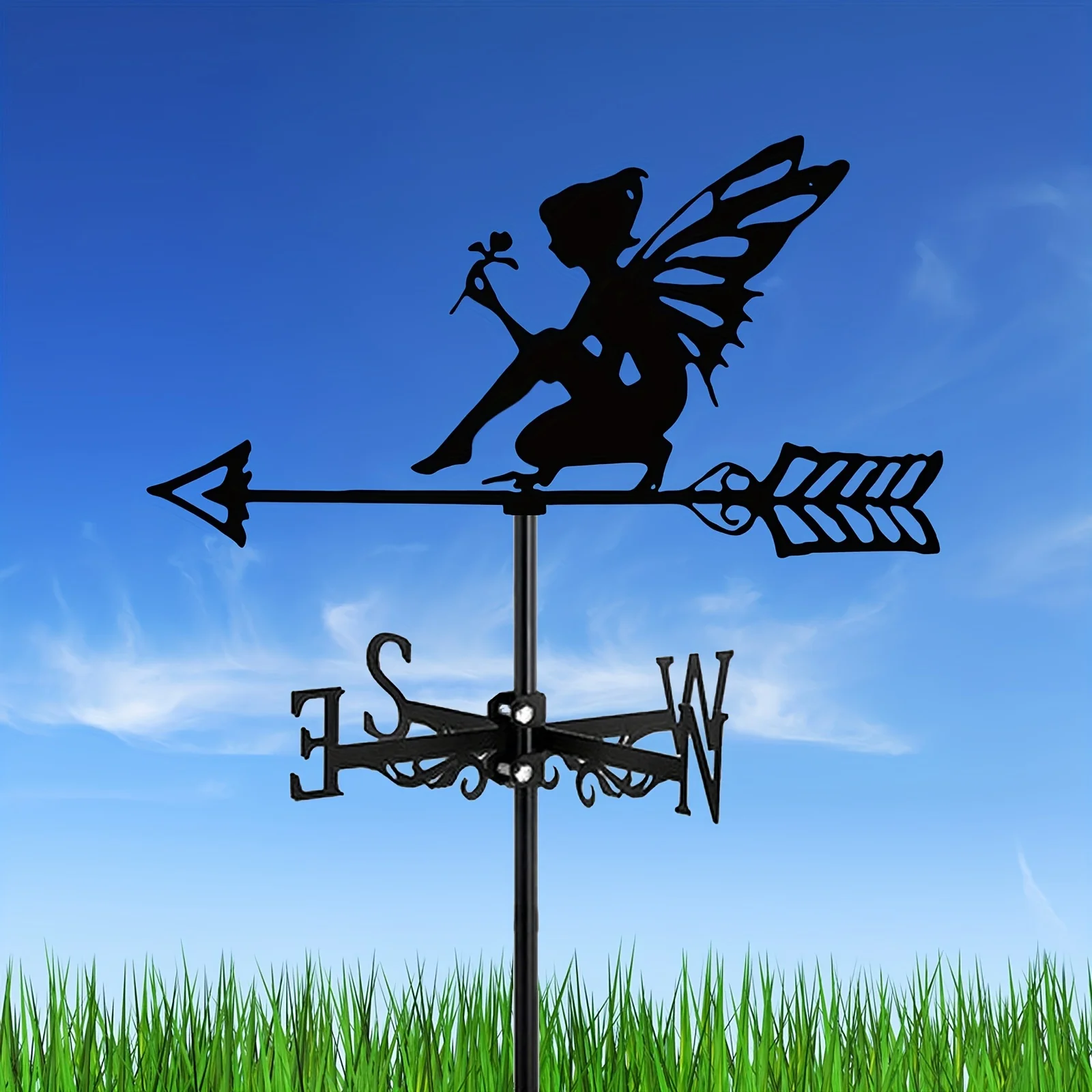 

1pc Fairy Garden Elf Weathervane, Metal Fairy Gardening Decorative Yard Art, Suitable For Yard, Garden, Farm And Roof Decoration