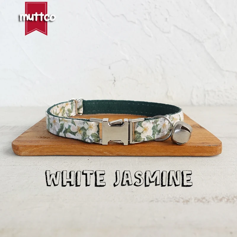 

MUTTCO, розничная продажа, милые и красивые индивидуальные ошейники для кошек, белый жасмин, воротник ручной работы, 2 размера UCC125
