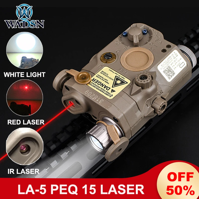 WADSN Airsoft LA-5 PEQ15 Red Laser Sight IR Pointer LA5C PEQ 15 200Lumens White Light Weapon Flashlight For Hunting Scout Light hunting gun accessorytactical flashlight peq 15 double switch peq hunting ir flashlight airsoft dbal weapon light switch peq 15