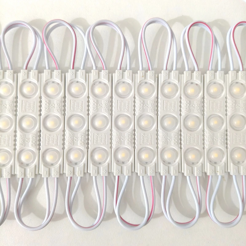 Samsung 3LED Module Light DC12V SMD 2835 Injection Waterproof Decorative Strip Tape Light White Red Green Blue Yellow 10/20pcs