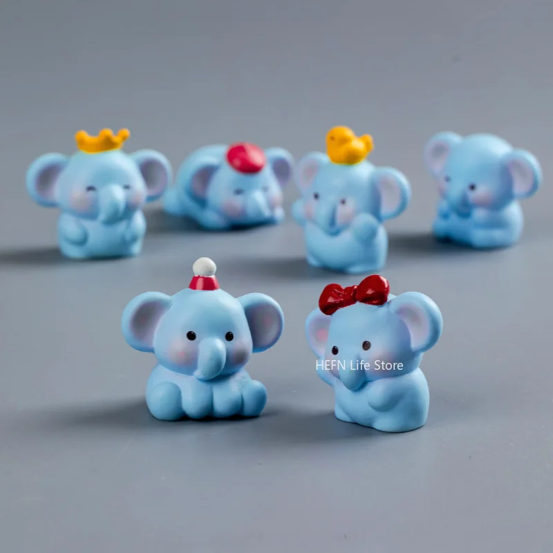 Resin Cartoon Elephant Ornaments Creative Cute DIY Animal Model 3D Elephant Micro Landscape Yard desk decoration
