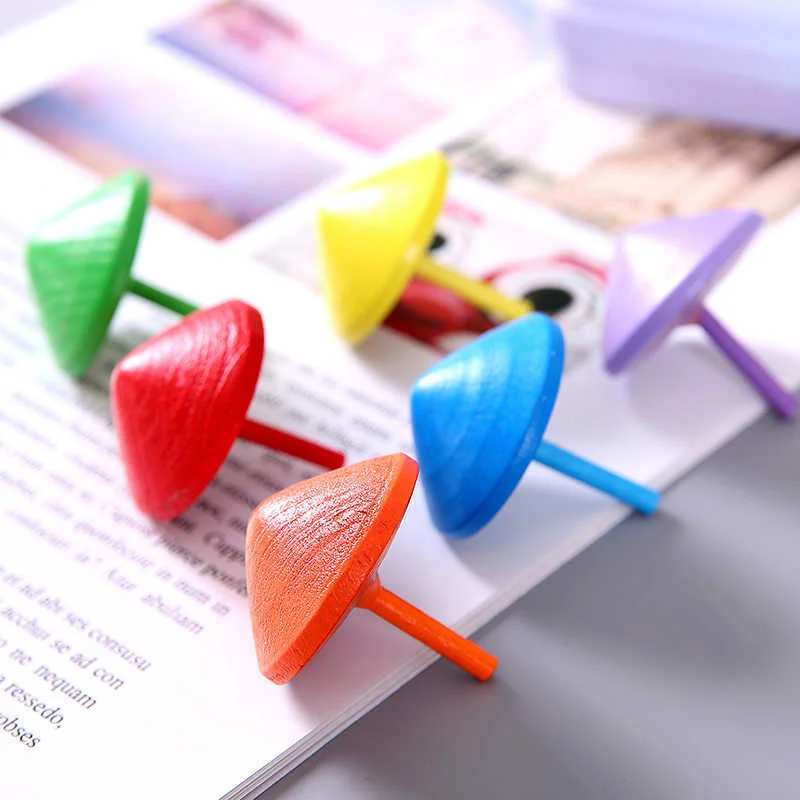 5/10/20/30pcs Spinning Toys Rainbow Wooden Gyro Tops for Kids Birthday Party Favors Classroom Prizes Sensory Play Gift - 5