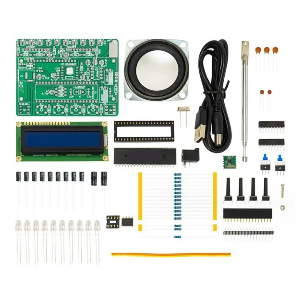 

DIY FM-радионабор с регулируемой громкостью и частотой, 10 лампочек с красочными мигающими эффектами, создайте персонализированное радио