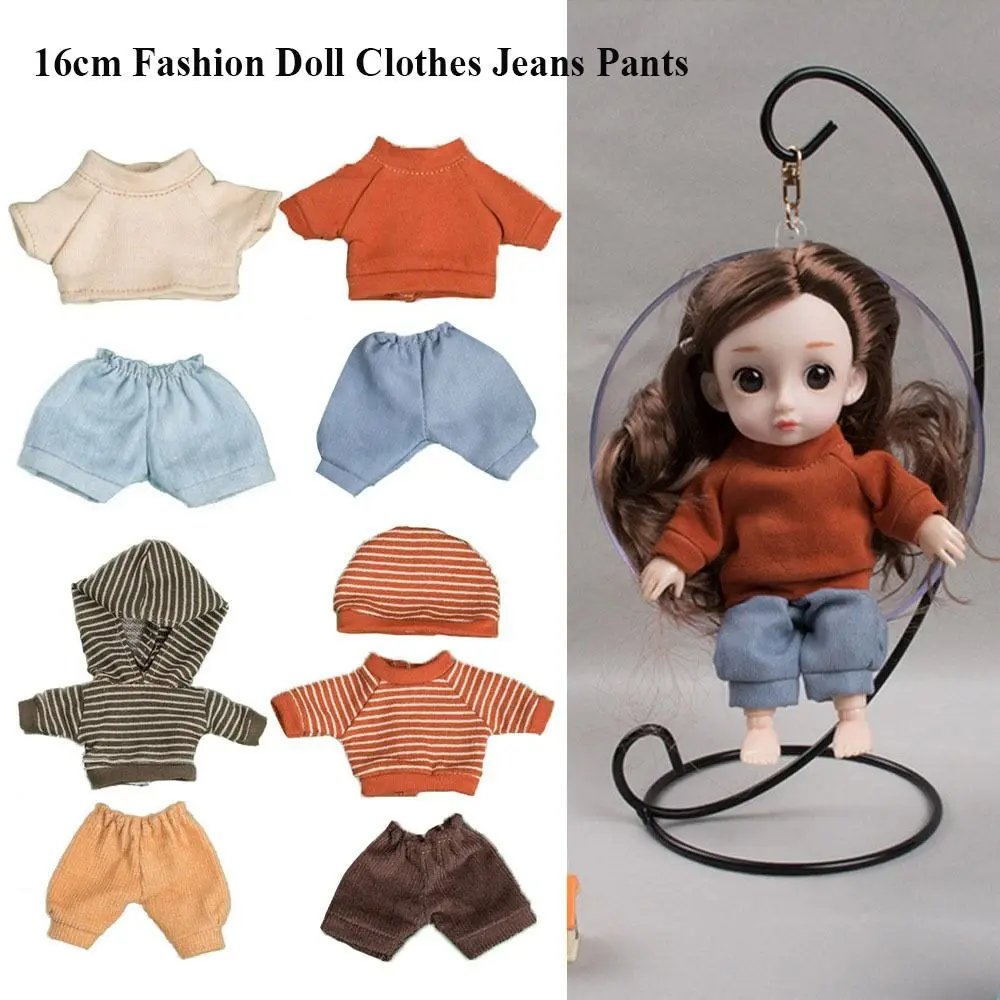 16cm Doll Clothes High-end Dress Up Mini Cute Dolls Skirt Suit Jeans Pants T-shirt Skirt Suit Kids Gift Toy DIY Doll Accessories