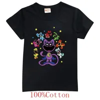 New Game Smiling Critters Tshirts Kids 2024 Summer Clothes Boys Cat Nap T-shirt Baby Girls Short Sleeve Tops Children's Clothing 1