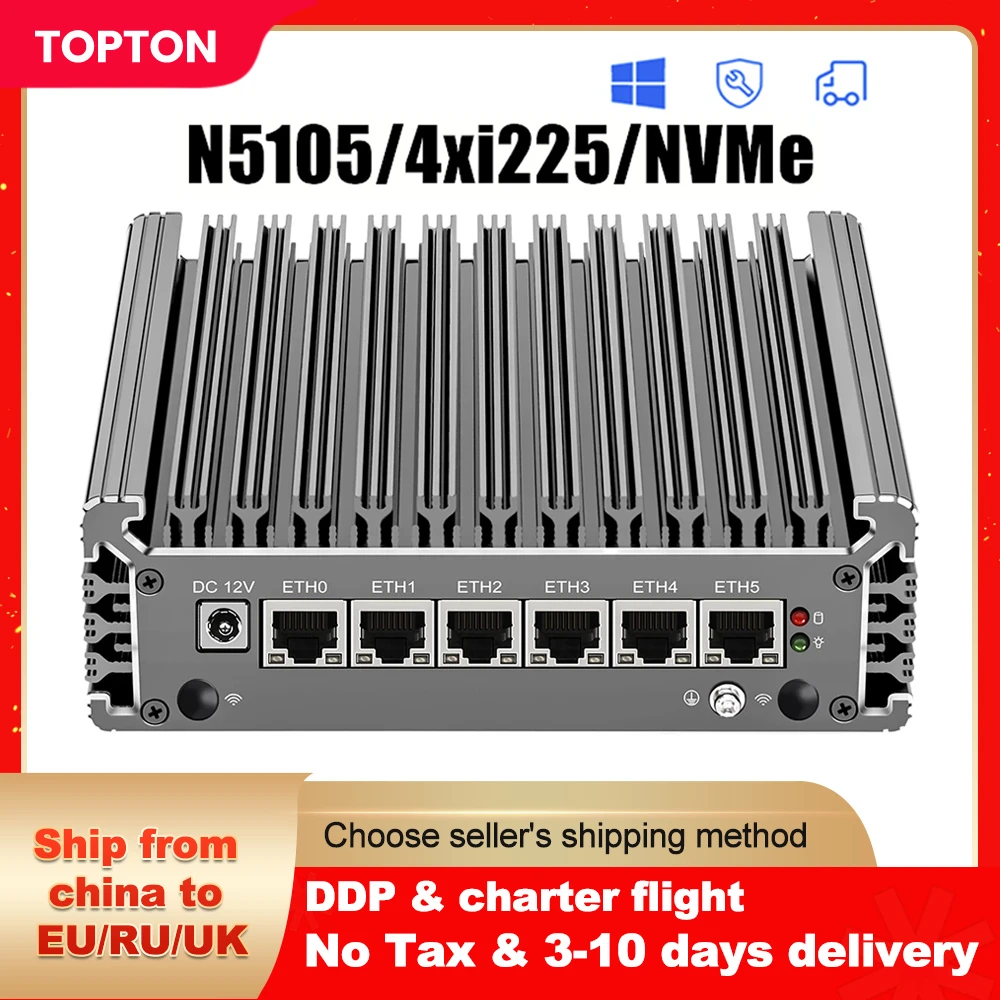 6xIntel i225 2.5G LAN Fanless Mini PC Celeron N5105 Gigabit Ethernet ...