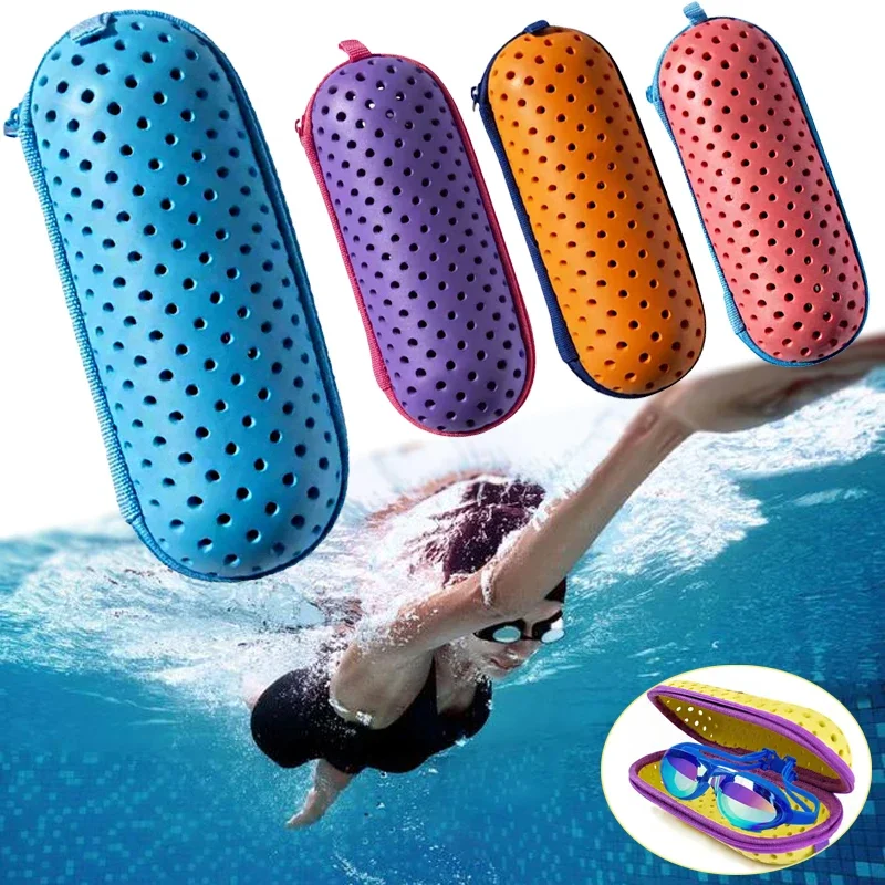 Swimming Goggles Protective Cover EVA Soft Swimming Goggles Protective Box with Drainage Hole Portable Goggles Protective Cover 4