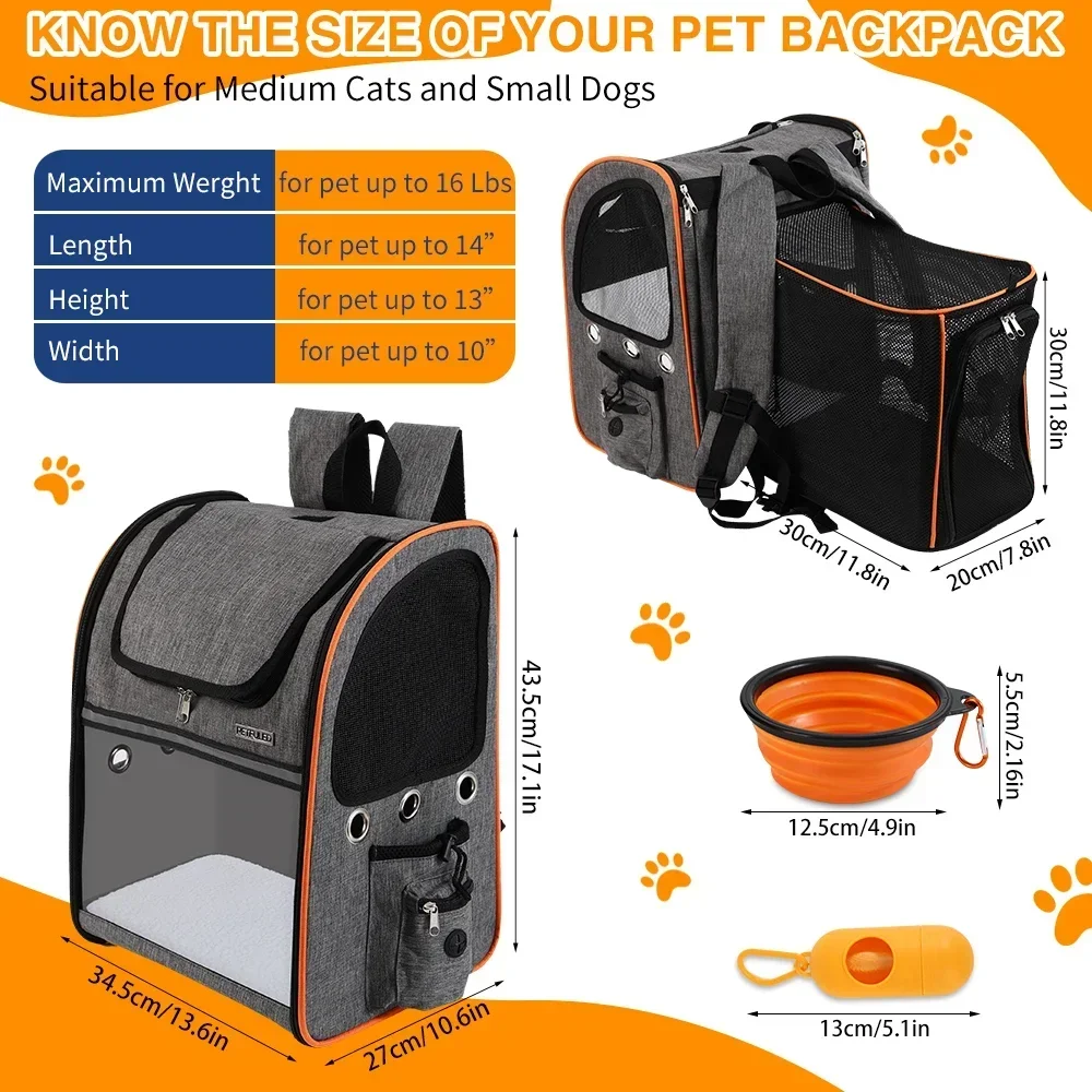Small Medium Dog Cat Carrier Backpack Pet Travel Hiking Bag for Dogs And Cats on Travel And Hiking Trips