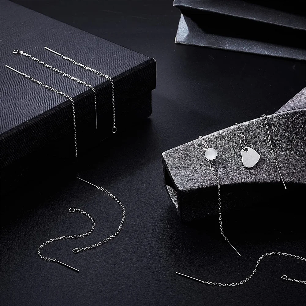 10 stücke 60/80/100mm hypo allergene Edelstahl Ohr fäden mit Schlaufe für DIY Schmuck Quaste lange Kette Ohrring Herstellung Lieferungen – Detail 5