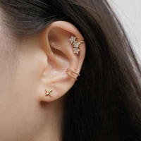 18K Gold Plated Simple Star Zircon CZ Ear Cuff Clip Earrings No Pierced Crystal Stainless Steel Earclips Earcuff Ear Wrap Clips 1