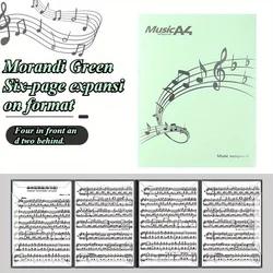 6 - Page Expandable Piano Sheet Music Folder, A4 Tri - Fold Design (Green)