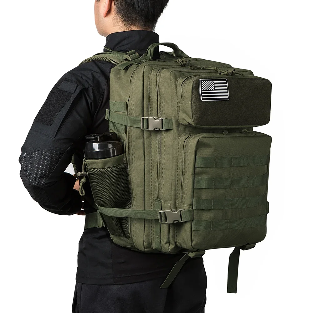【ミリタリータクティカルデザイン】 バックパック 45L カーキ MOLLEバックパックウェビング 900Dポリエステル キャンプ アウトドア Amazon.co.jp: ミリタリー タクティカル バックパック 45L