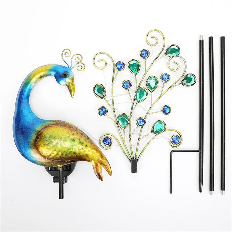 Solar Powered LED Lawn Light Peacock Waterproof Fairy Garden Decor Lamp For Pavilion Yard Landscape Garden Lawn Lights J1E6