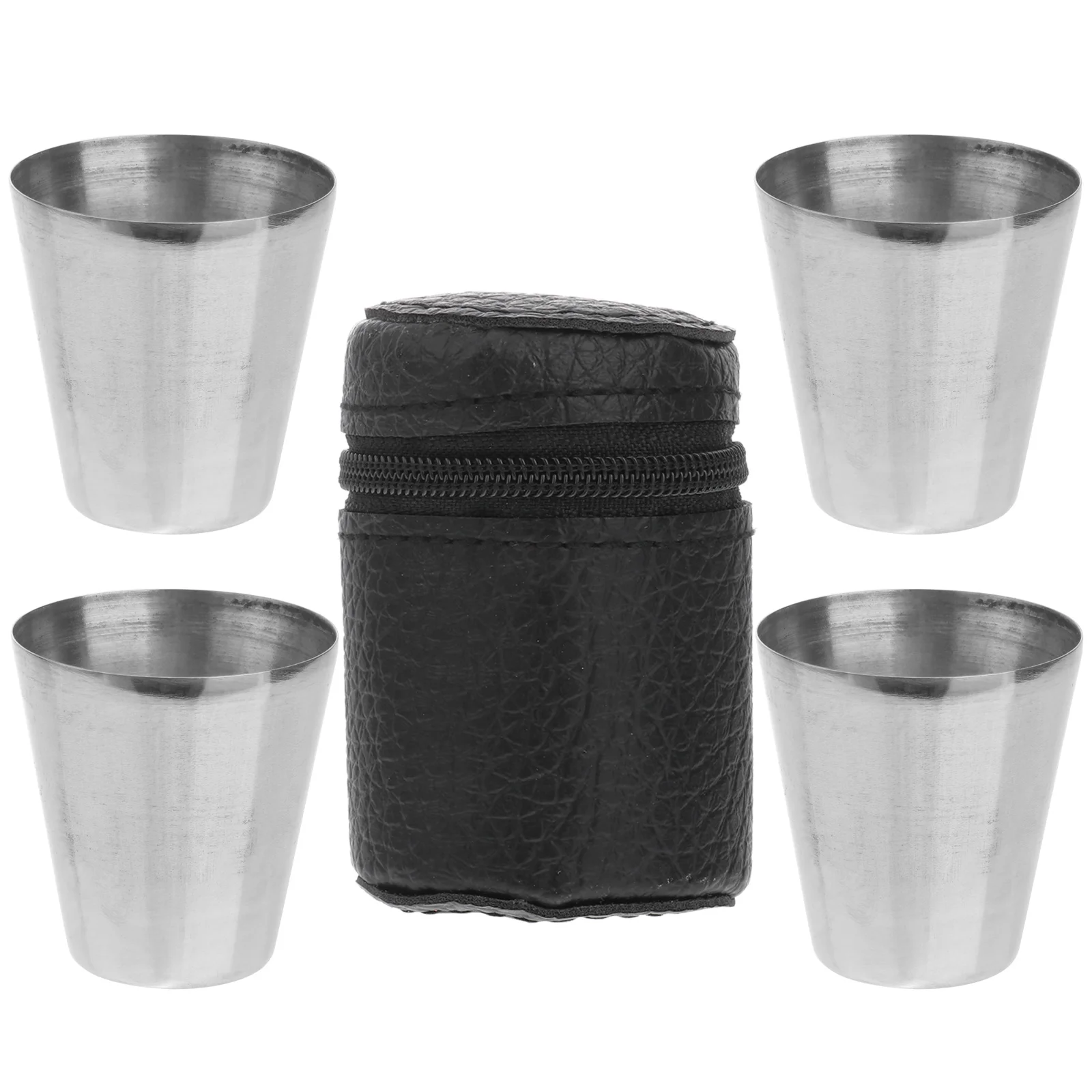 4 Pcs Portable Stainless Steel Cups For Hiking Drinkware Glass Bar Accessories Metal Mug Mini Size 30ml Stainless Steel Travel