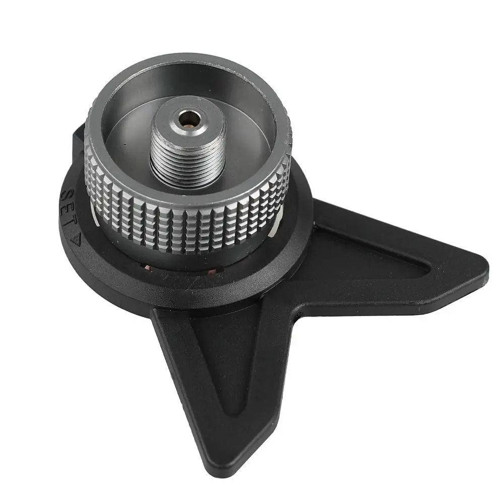 Aluminum Alloy and Polyamide Butane Adapter Split Stove Head Stable Bracket Card Type Gas Tank Adapter Black Easy Connection