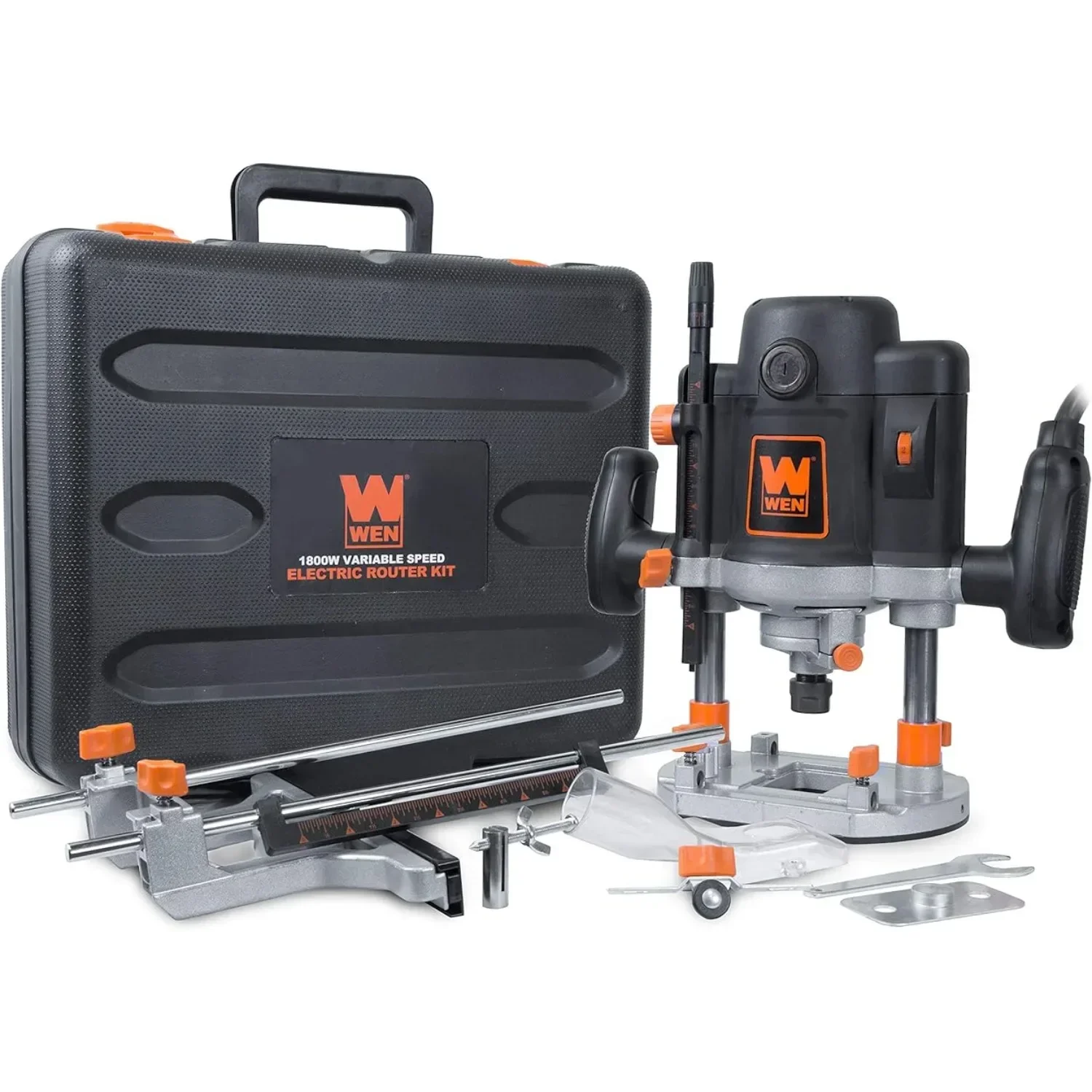 WEN RT6033 15-Amp Variable Speed Plunge Woodworking Router Kit w/ Carrying Case & Edge Guide