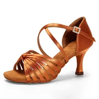 USHINE  Quality Women's Silk Satin Latin Dance Shoes Professional Ballroom Salsa Pratice Performance Dacing Shoes 1