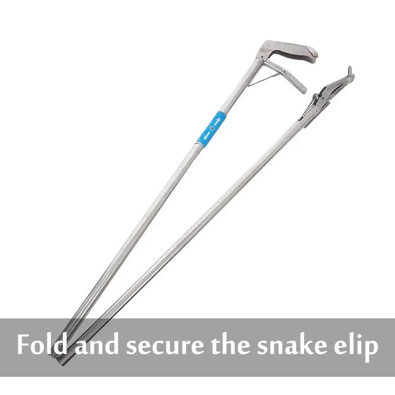 75cm Foldable Snake Tongs Stick Reptile Catcher Grabber Folding Wide Jaw Snake Pliers Stainless Steel Control Tool