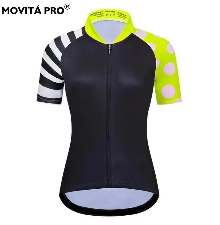 Movita Pro Women Stripes&dots Short Sleeve Cycling Jersey Racing Tops Summer MTB Tight Breathable High Quality Cycling Clothing