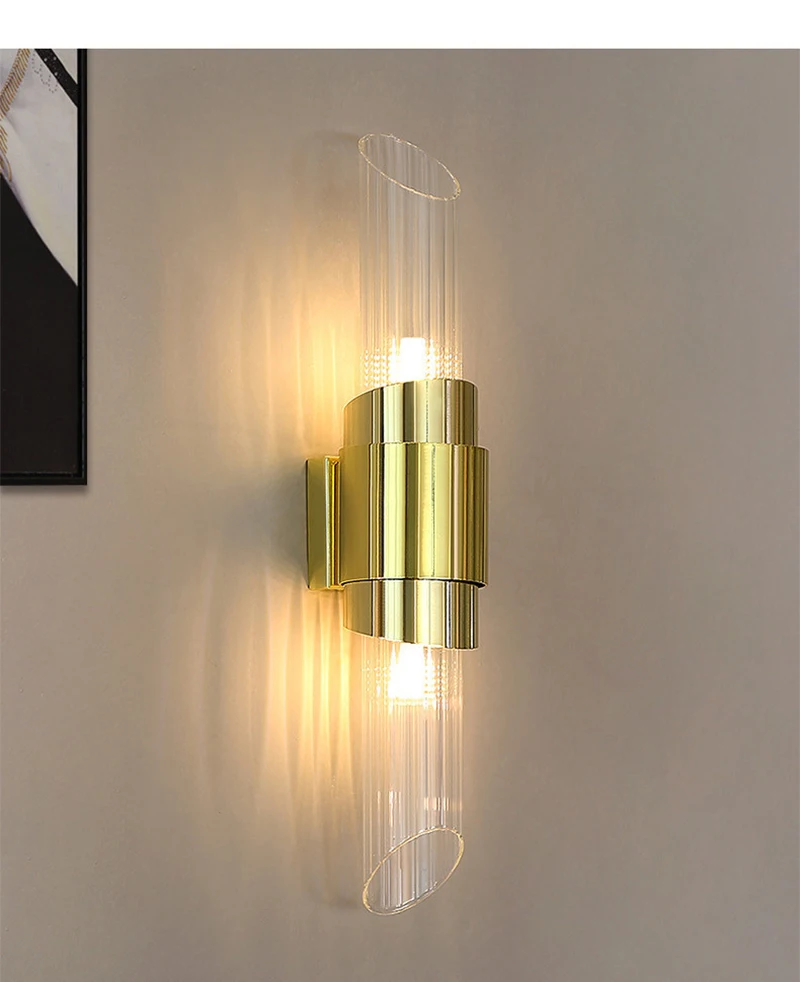 Description Picture 5 of itemNordic LED Wall Lamp Modern Light Luxury Gold Wall Light Glass Lampshade Sconces Indoor Lighting Room Decor For Bedroom Bedside