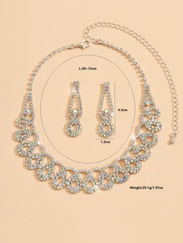 3pcs fashionable rhinestone hollowed out necklace earrings for women’s jewelry set