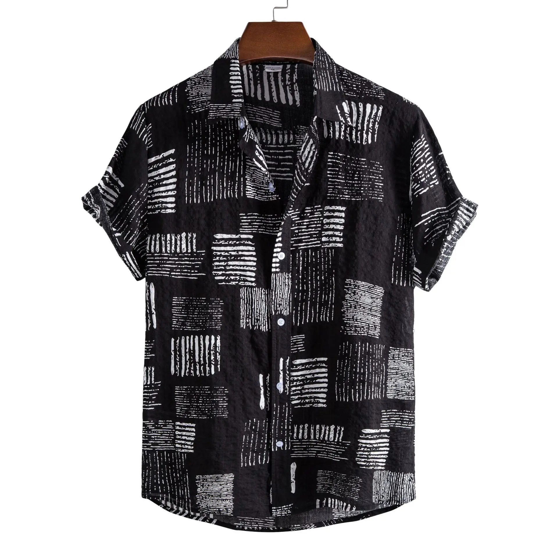 Хавайска риза Мъжки летни 3d ризи с принт на кокосово дърво за мъже Ежедневни празнични блузи с къс ръкав Тениска Мъжка блуза с големи размери