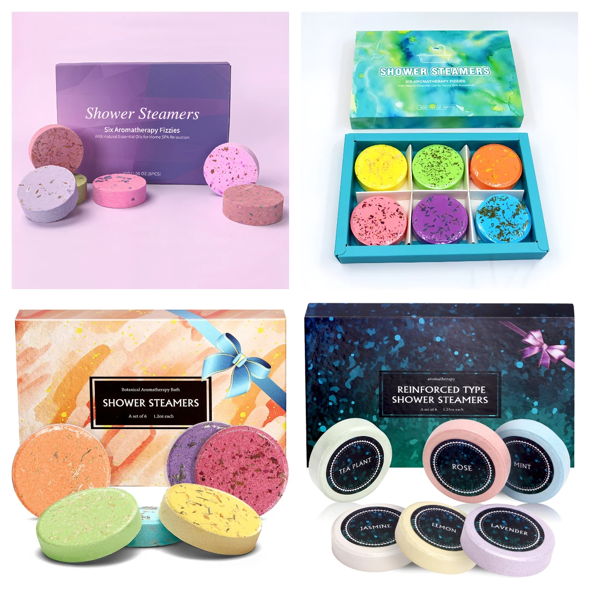 6PCS Shower Steamer Basket Shower Bomb Bath Salt Gift Box Moisturizing Body Care Hydrotherapy Essential Oil Bubble Bath
