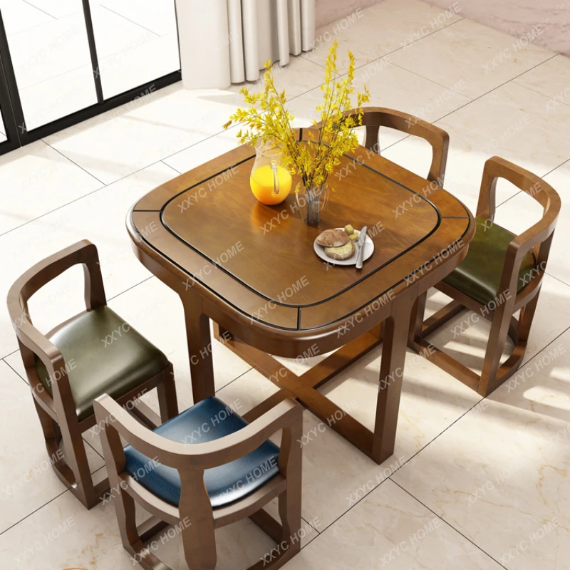 

American Solid Wood Dining Tables and Chairs Set Small Apartment Nordic Dining Table Solid Wood Eight-Immortal Table