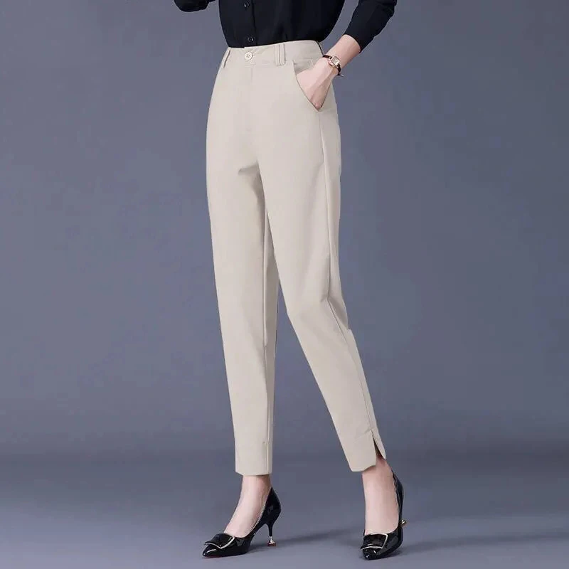 White Pants 2024 New Spring Summer High Waist Slim Stretch