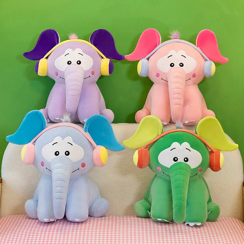 Cute Thailand Earphone Elephant Plush Toy Cartoon Stuffed Animals Plushies Doll Soft Kids Babys Peluches Toys Kawaii Room Decor