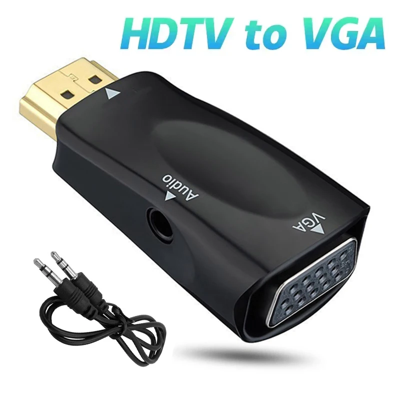 HDMI-compatible to VGA Cable Converter Male To Famale Converter Adapter 3.5 mm Jack Audio HD 1080P PC Laptop Tablet