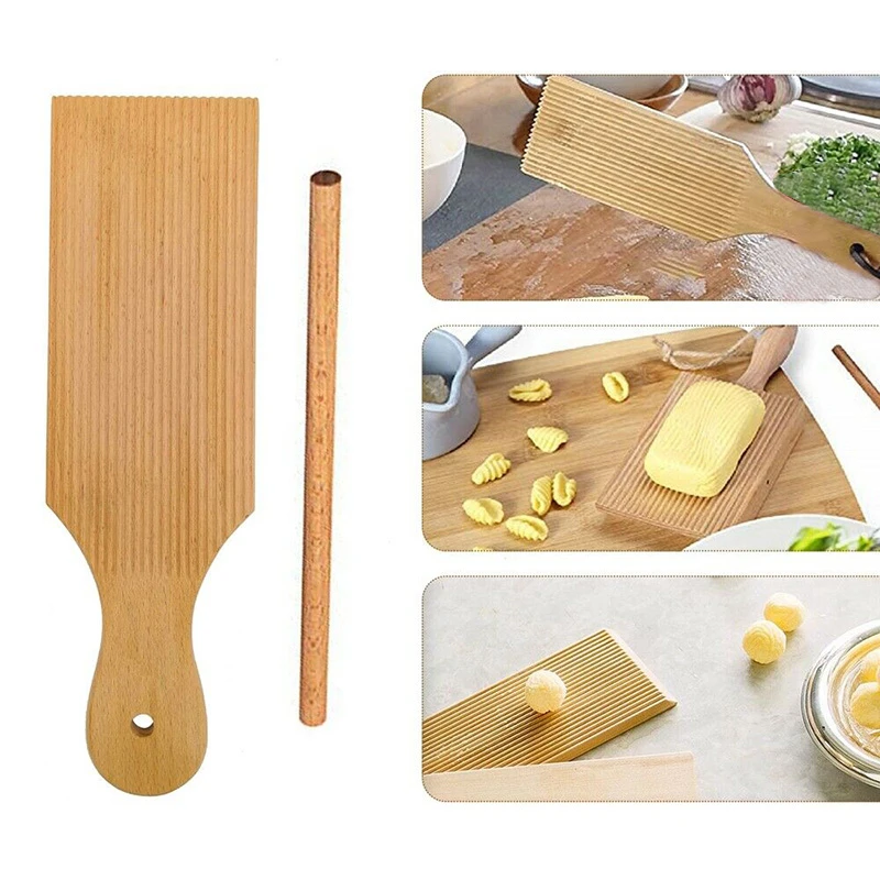 Wooden Noodles Board Handmade Pasta Tray Potato Dumplings Gnocchi Roller Pasta Paddle Board
