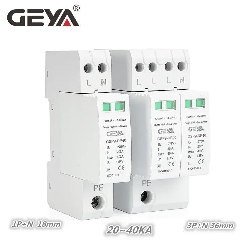 GEYA GSP9 1P+N 18mm SPD 20~40KA Surge Protector Lightning Protection Low-voltage Arrester Device AC275V SPD images - 6