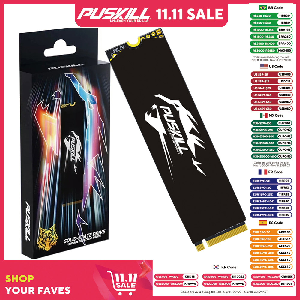 PUSKILL M.2 NVMe SSD 1TB 512GB 256GB 128GB PCIe3.0 M2 2280 Hard Disk Internal Solid State Drive Disk for Laptop Desktop