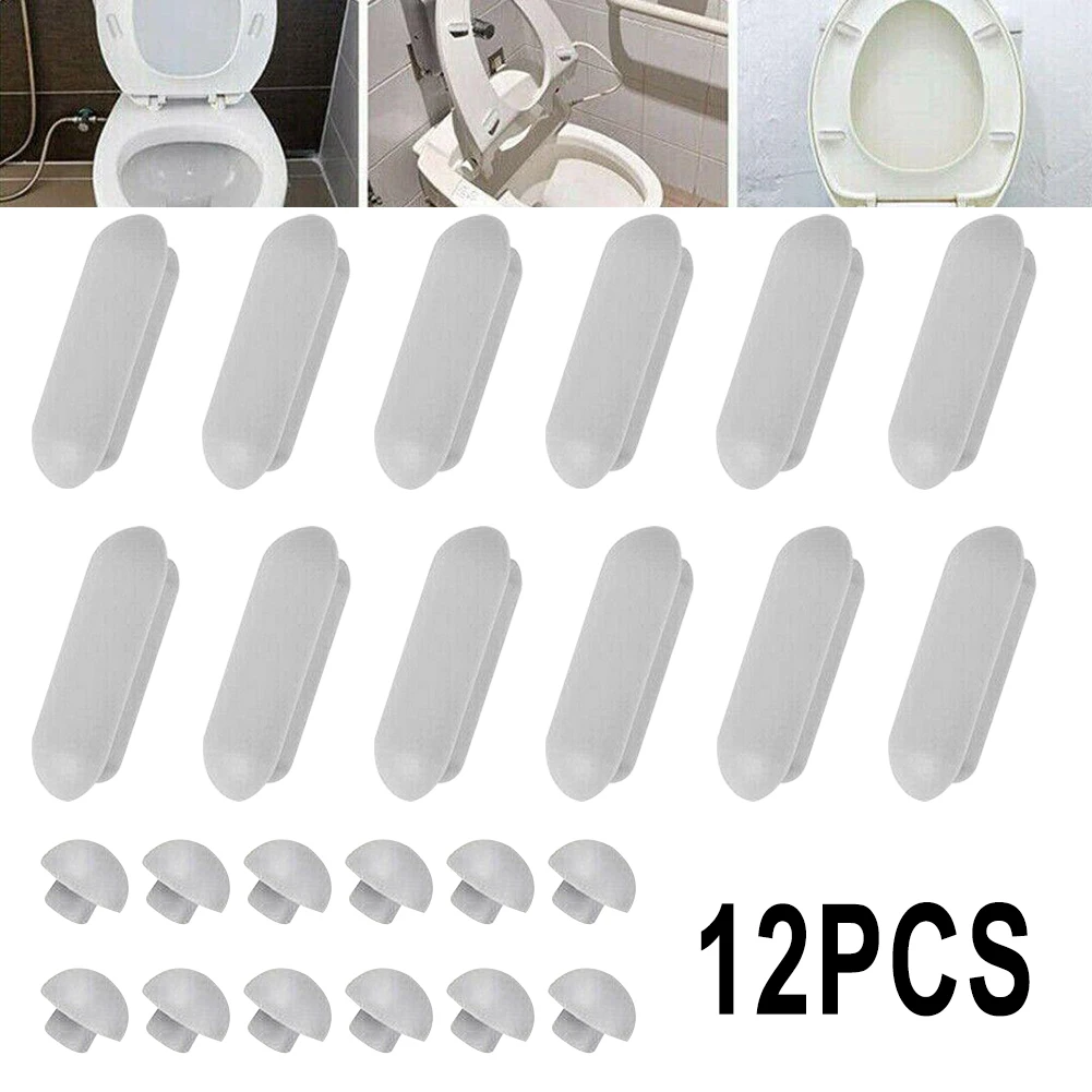 12pcs Toilet Lid Plastic Antislip Gasket Toilet Seat Shock Proof Buffers Cushion Rubber Pad