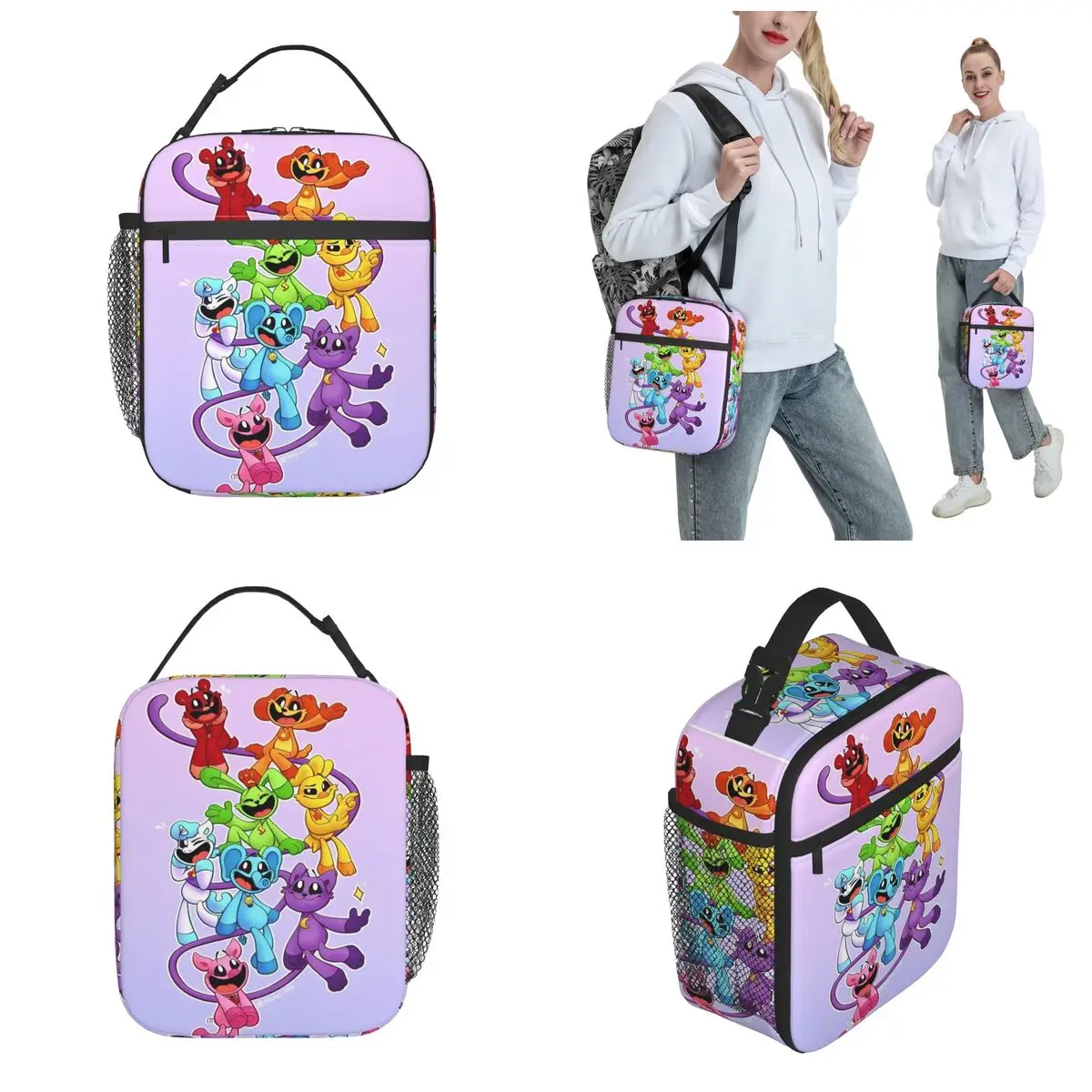 CatNap Smiling Critters Merch Insulated Lunch Bags For Office Cute Kawaii Food Box Portable Cooler Thermal Lunch Boxes