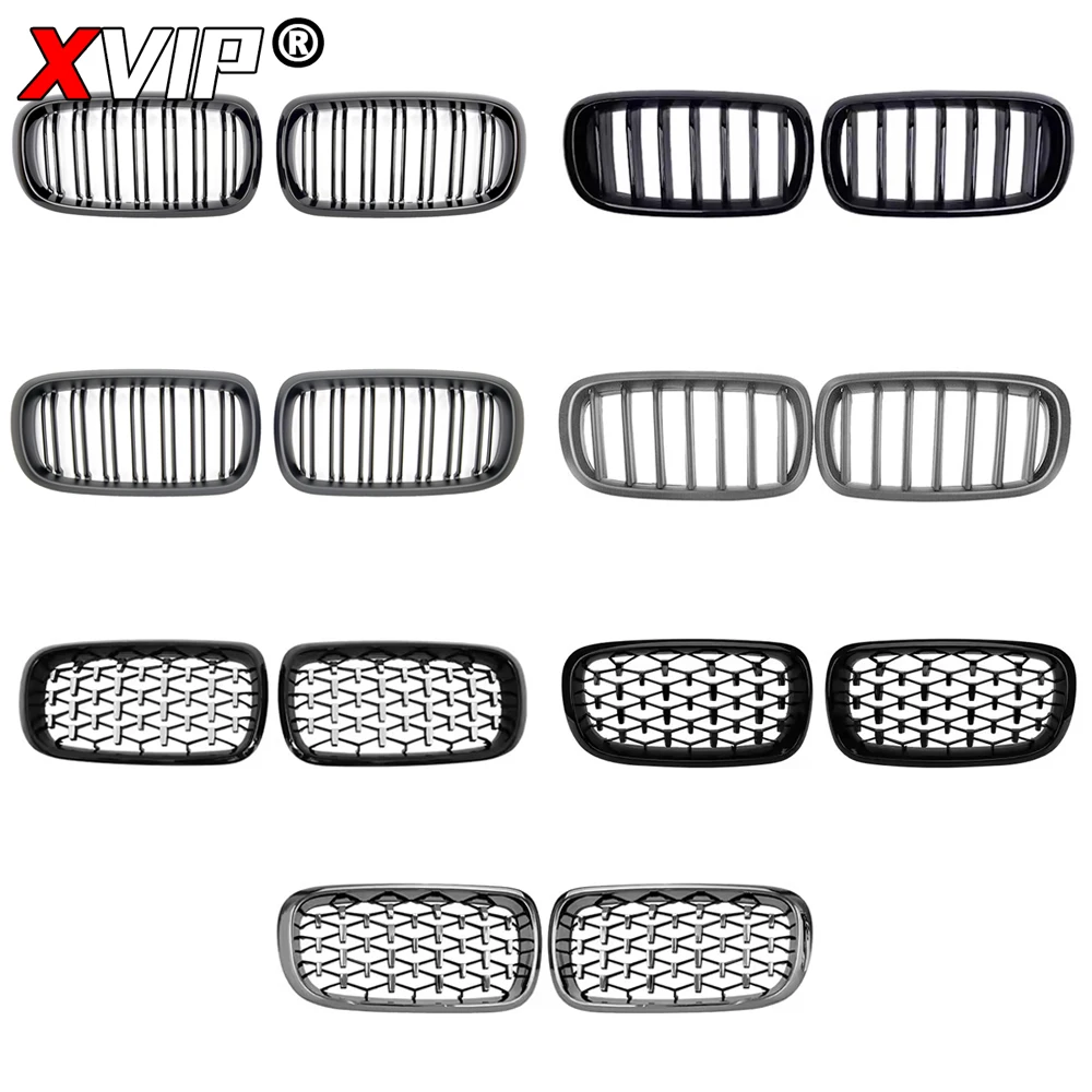 Griglie Paraurti Anteriore Per BMW X5 F15 2012-2018 - Nero Con Finiture Cromate, Ricambio 7325395, 2 Pezzi