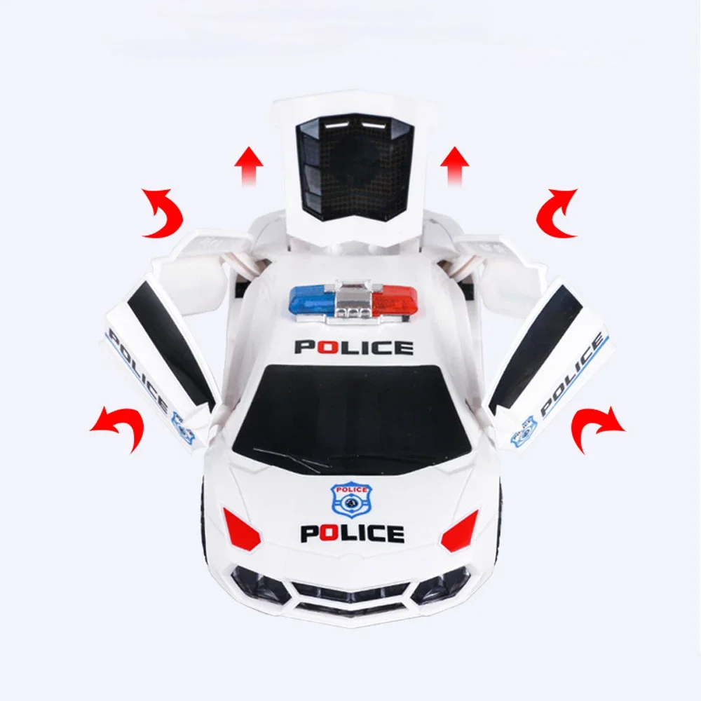 Kids Led Electric Car Toy Police 360 Degree Rotary Wheels Cool