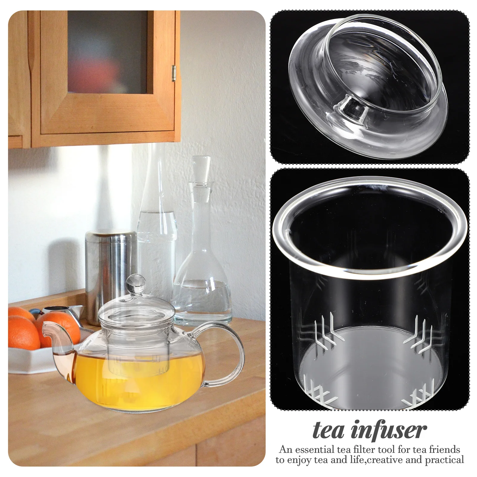 Tea Strainer Infuser Glass Filterloose Colanders Strainers Teapot Leafsteeper Pot Lids Clear Filters Accessories Replacement tea infuser tea strainer tea filter