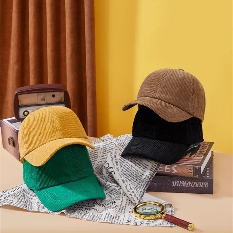 Corduroy Hat Korean Version Ins Baseball Cap Korean Version Versatile Show Face Small Curved Eaves Street Fashion Brand Cap Man