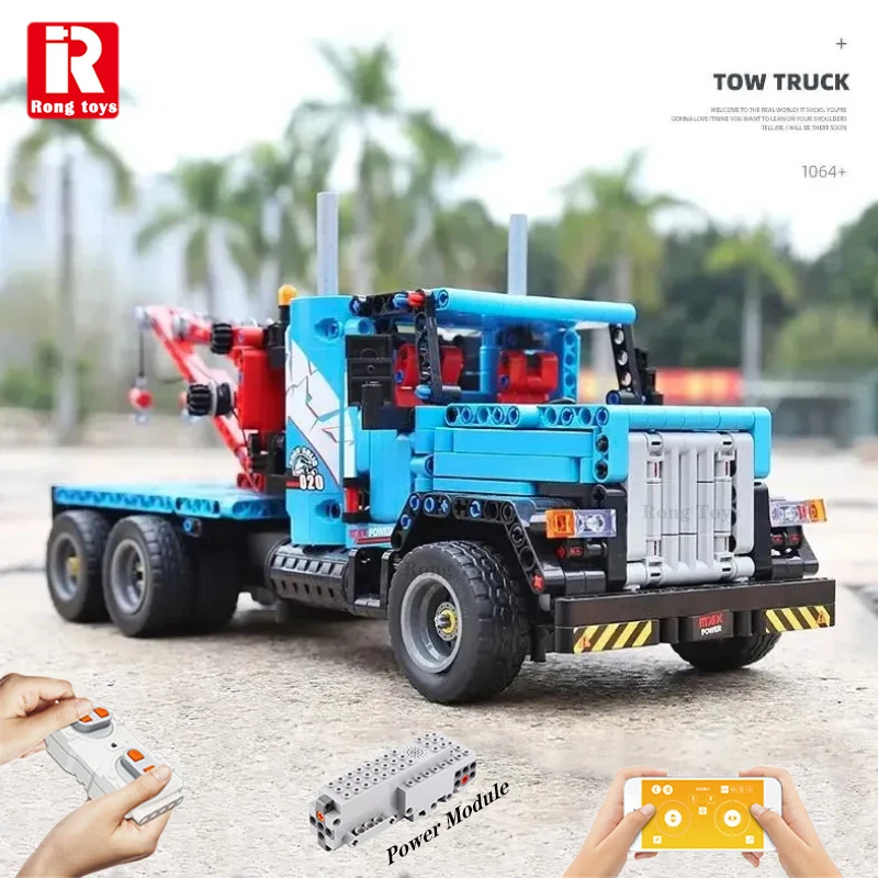 High-Tech Engineering Tow Trucks Building Blocks Telecomando 2.4Ghz Motorizzato Autos Technical Bricks Kids Rc Car Toys Set