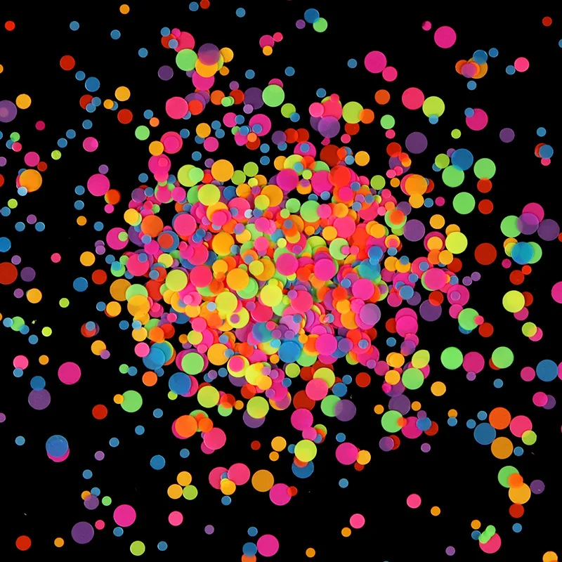 1 Beutel runde Pailletten, fluoreszierende Blase, Nagel-Charms, gemischte Größe, Kreisflocken, Kunstdekoration, 3D-Polka-Dot-Maniküre-Zubehör – Detail 4