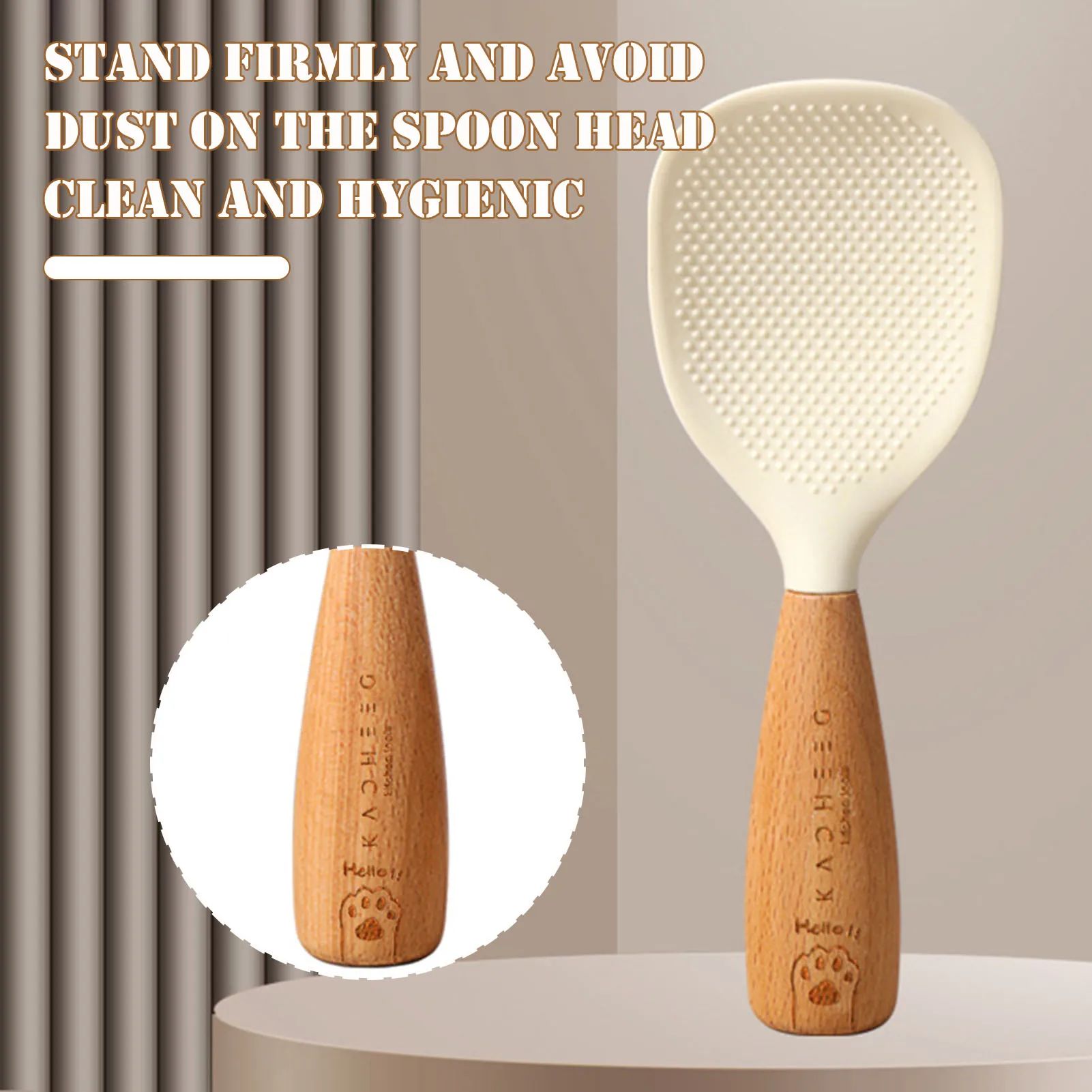Silicone Rice Spoon Non-stick Cooking Spoon Anti Scalding Paddle Shovel Spatula Wooden Handle for Tableware Kitchen Gadgets silicone spatula silicone kitchen utensils silicone cooking spoon