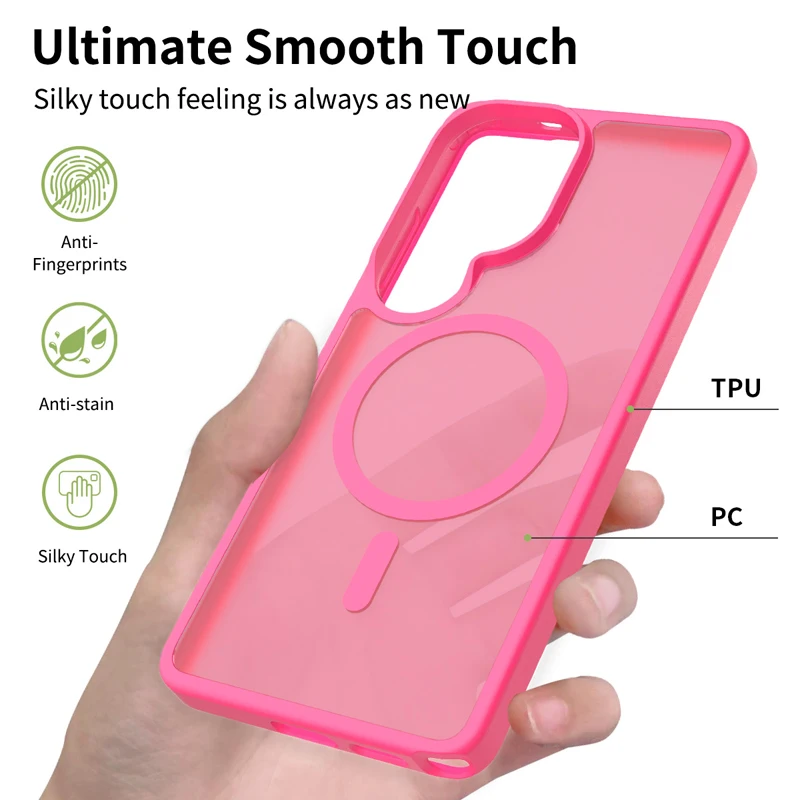 Magnetic Attraction Shockproof Matte Phone Case - Semi-Transparent, Skin Feel, Hard PC Back Cover